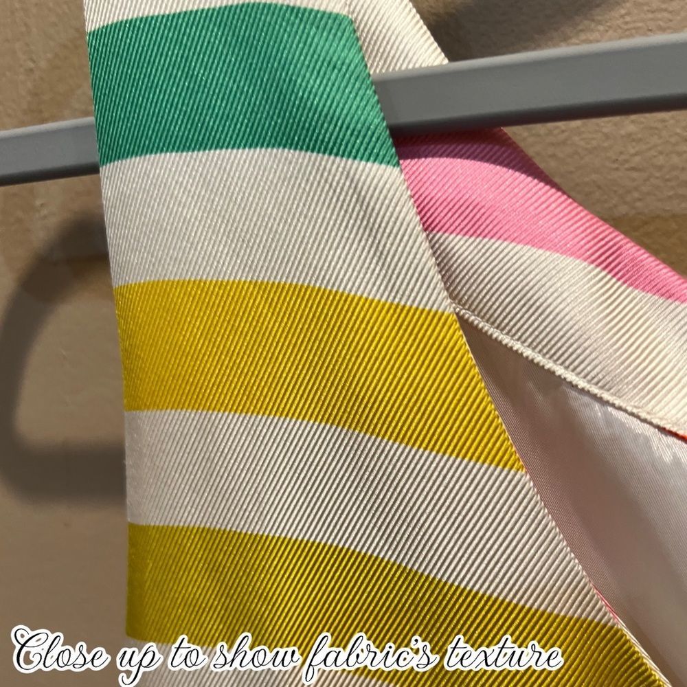 kate spade | Jillian | Lined Silk Rainbow Stripe Dress w Front Pockets & Bow - Picture 7 of 15